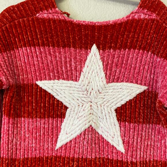 Wildfox Shine Clare Chenille Red Pink Pullover Striped Sweater XS - Picture 7 of 7